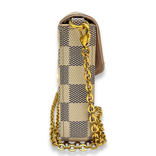 Felicie Damier Azur Wallet On Chain in Coated Canvas, Gold hardware