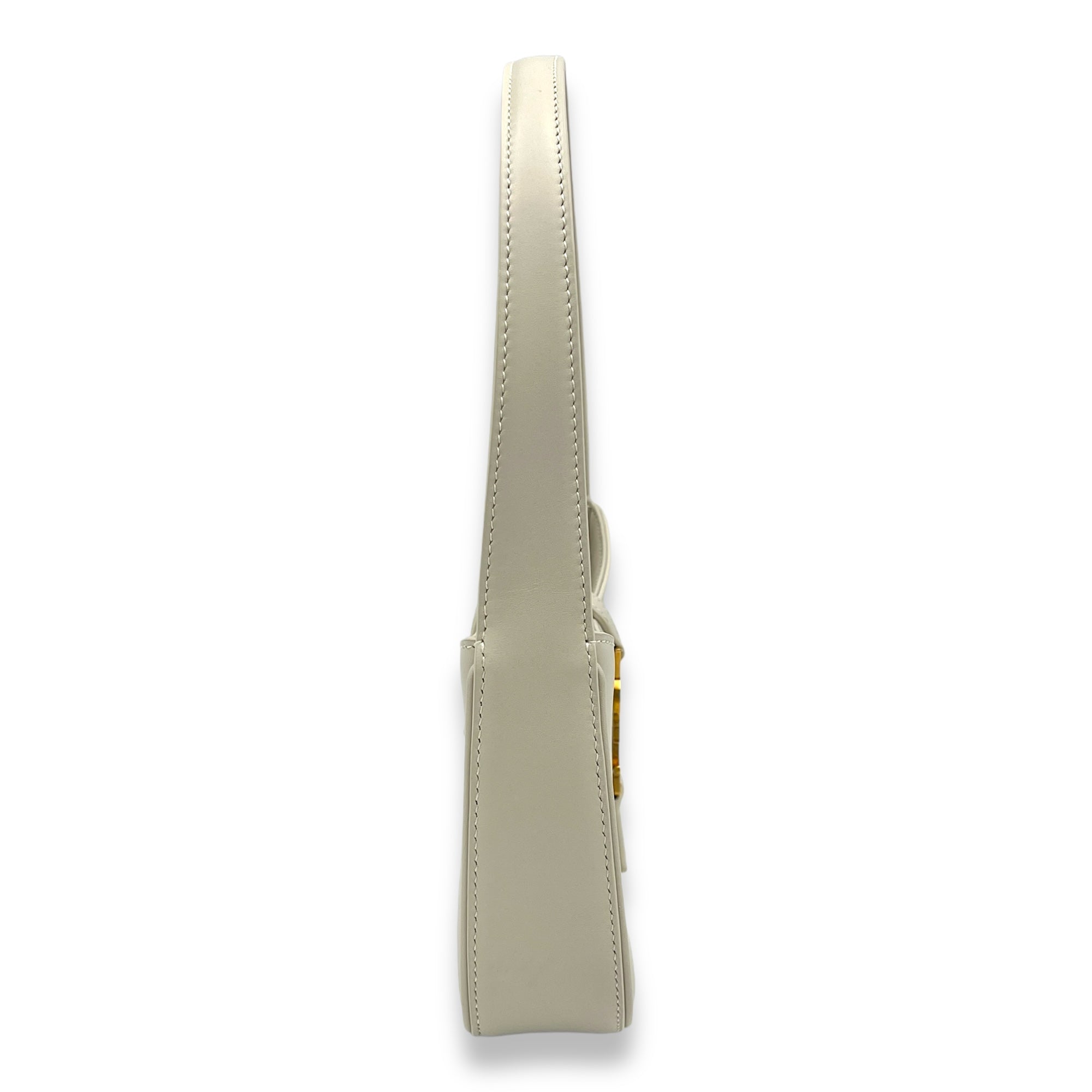 Le 5 A 7 Mini White Shoulder Bag in Calfskin, Gold hardware