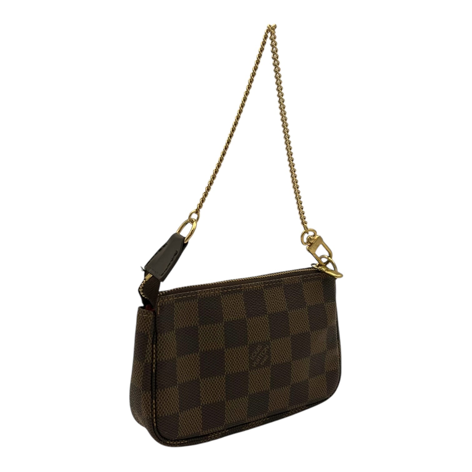 Pochette Clutch Mini Brown in Monogram Coated Canvas, Gold hardware