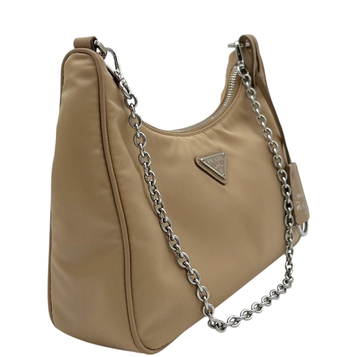 Re-Edition 2005 Beige Crossbody Bag in Re-Nylon, Silver hardware