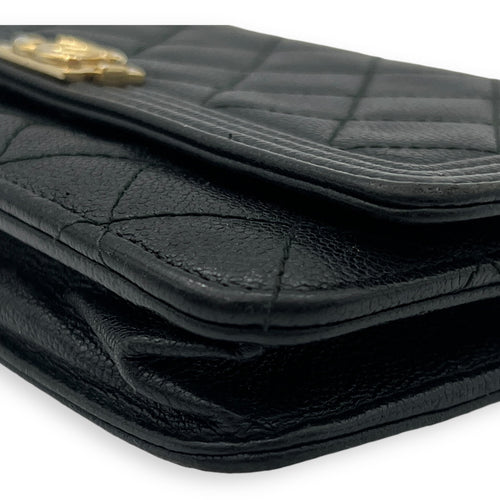 Boy Wallet On Chain Black in Caviar Leather, Gold hardware