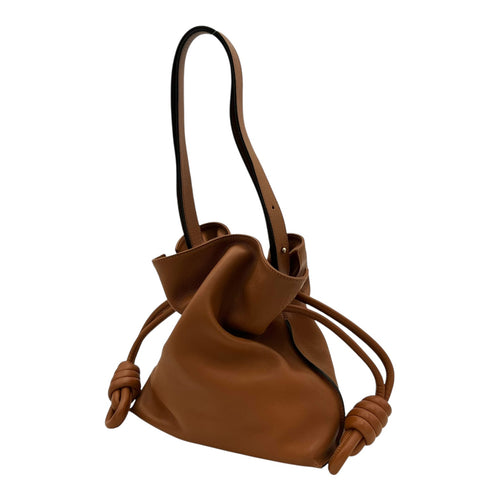 Flamenco Tan Shoulder Bag in Calfskin, Silver hardware