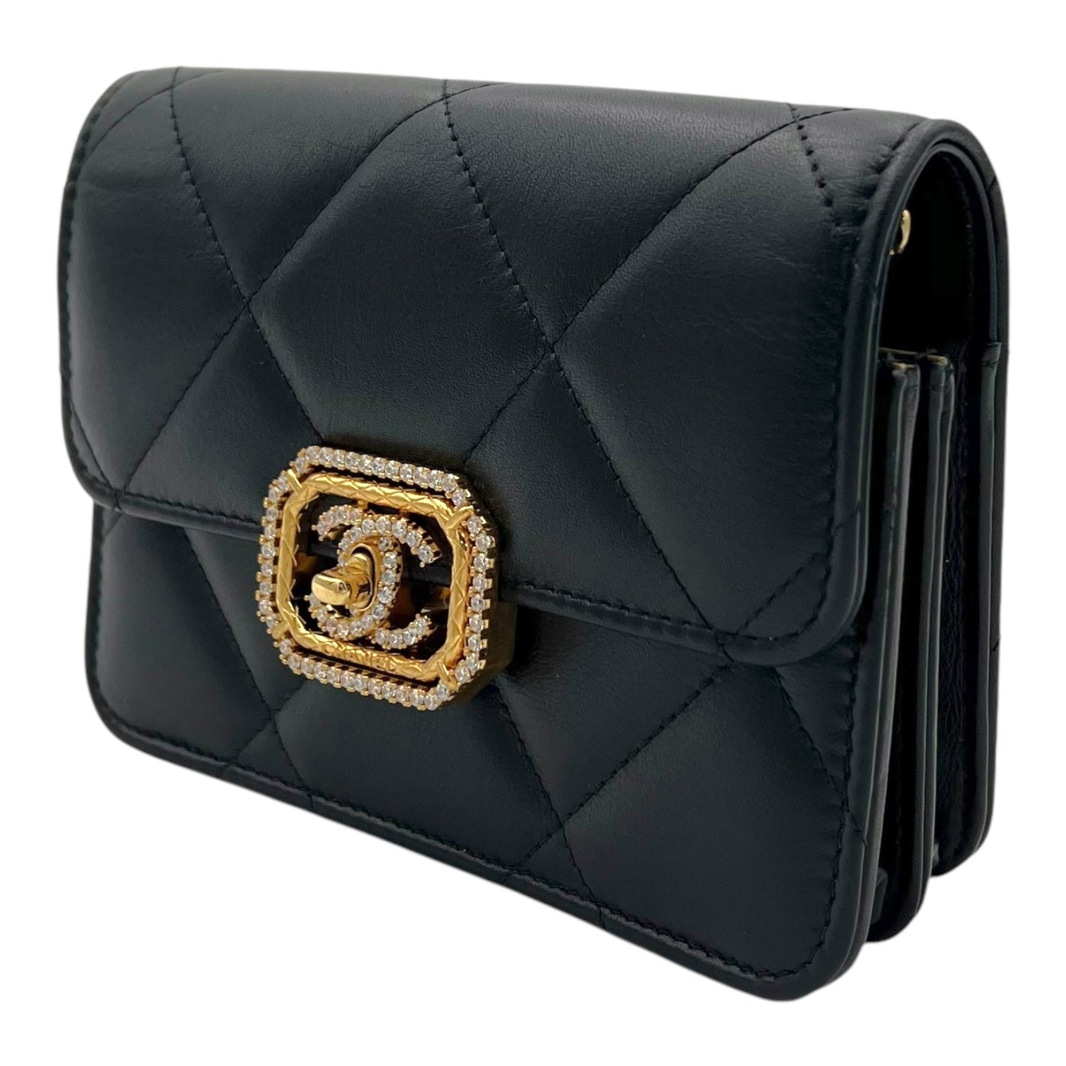 CC Clutch Black in Lambskin, Gold hardware