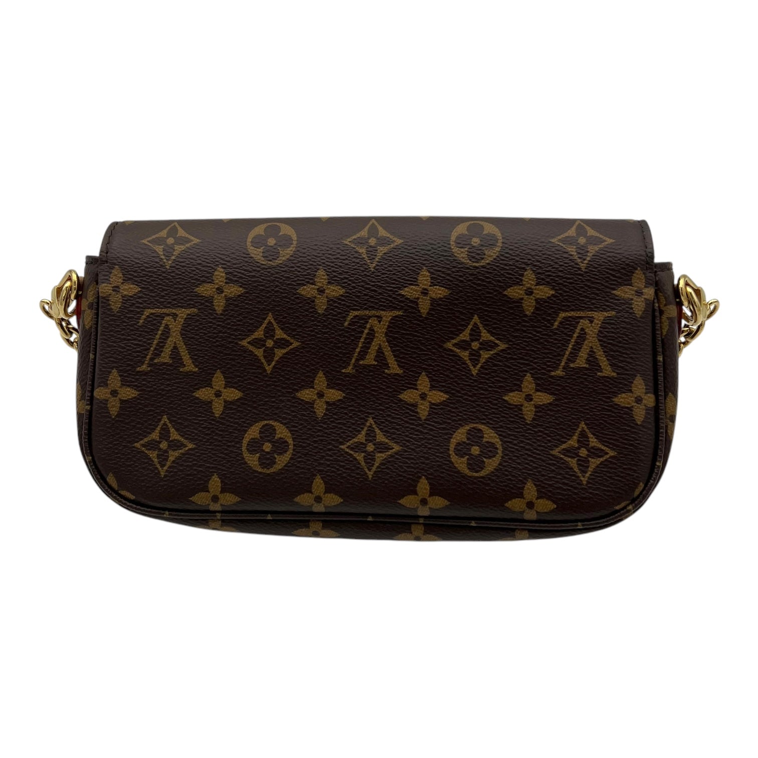 Ivy Wallet On Chain Brown in Monogram Coated Canvas, Gold hardware