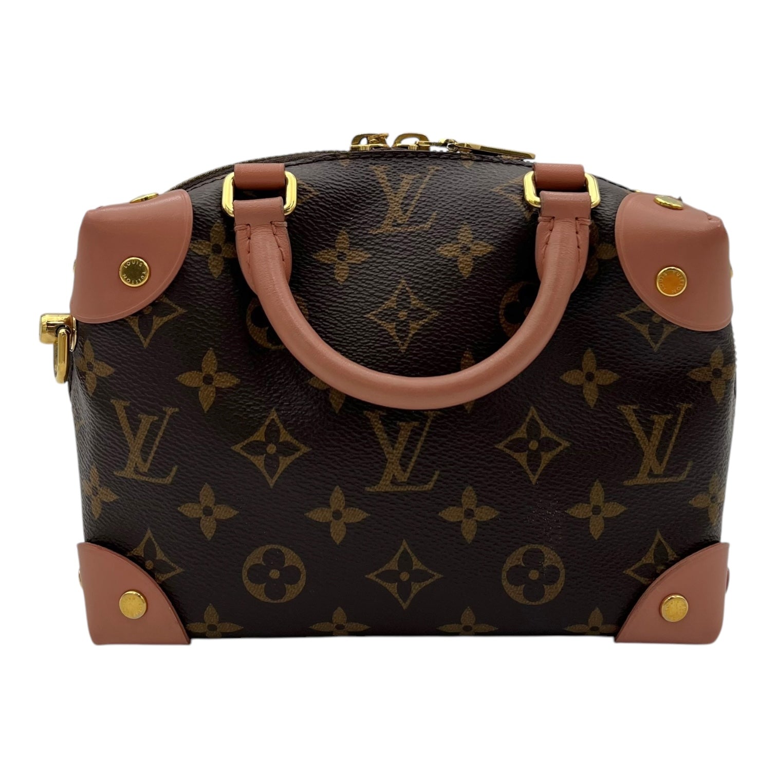 Petite Malle Souple Crossbody Bag Brown in Monogram Coated Canvas, Gold hardware