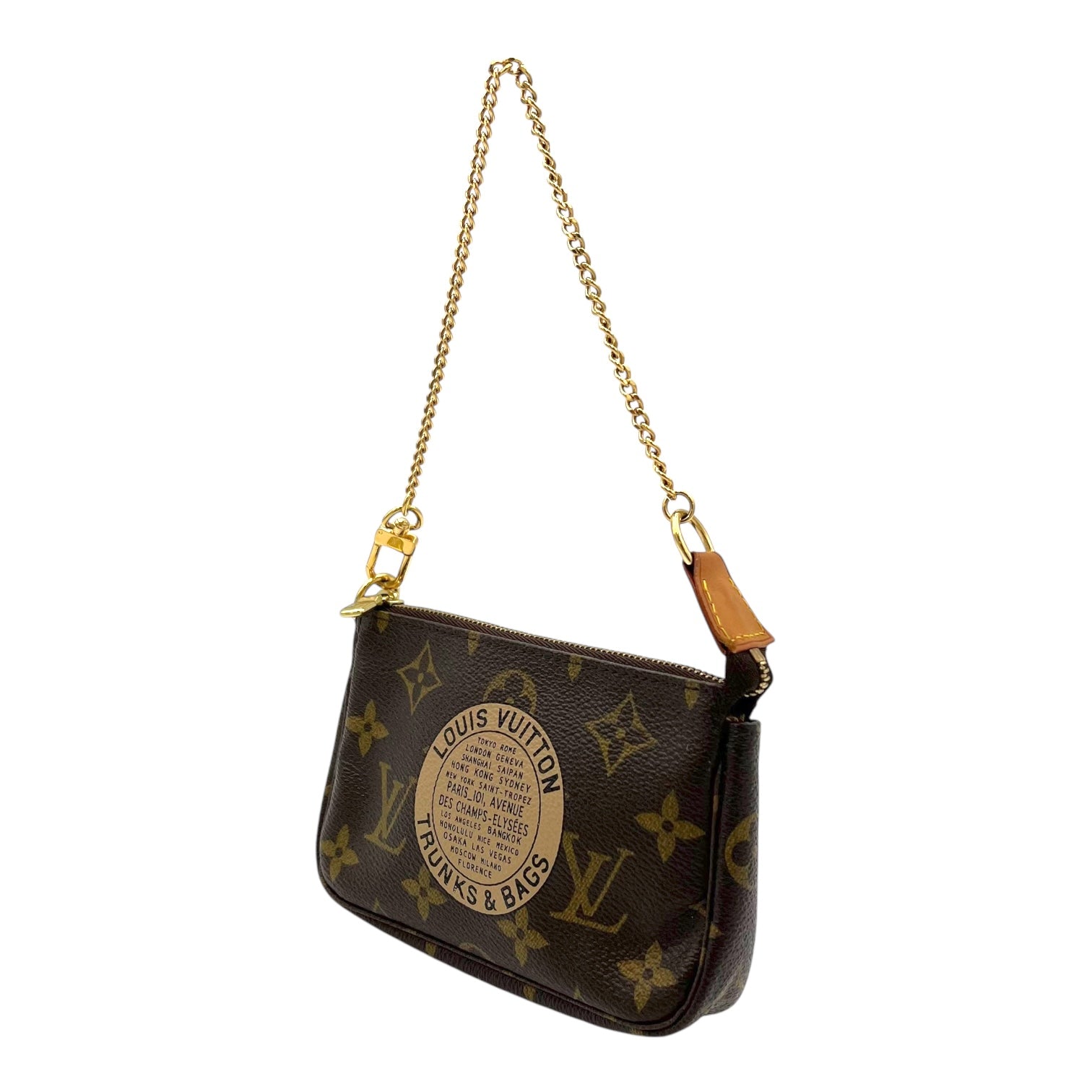 Pochette Accessoires Shoulder Bag Mini Brown in Monogram Coated Canvas, Gold hardware