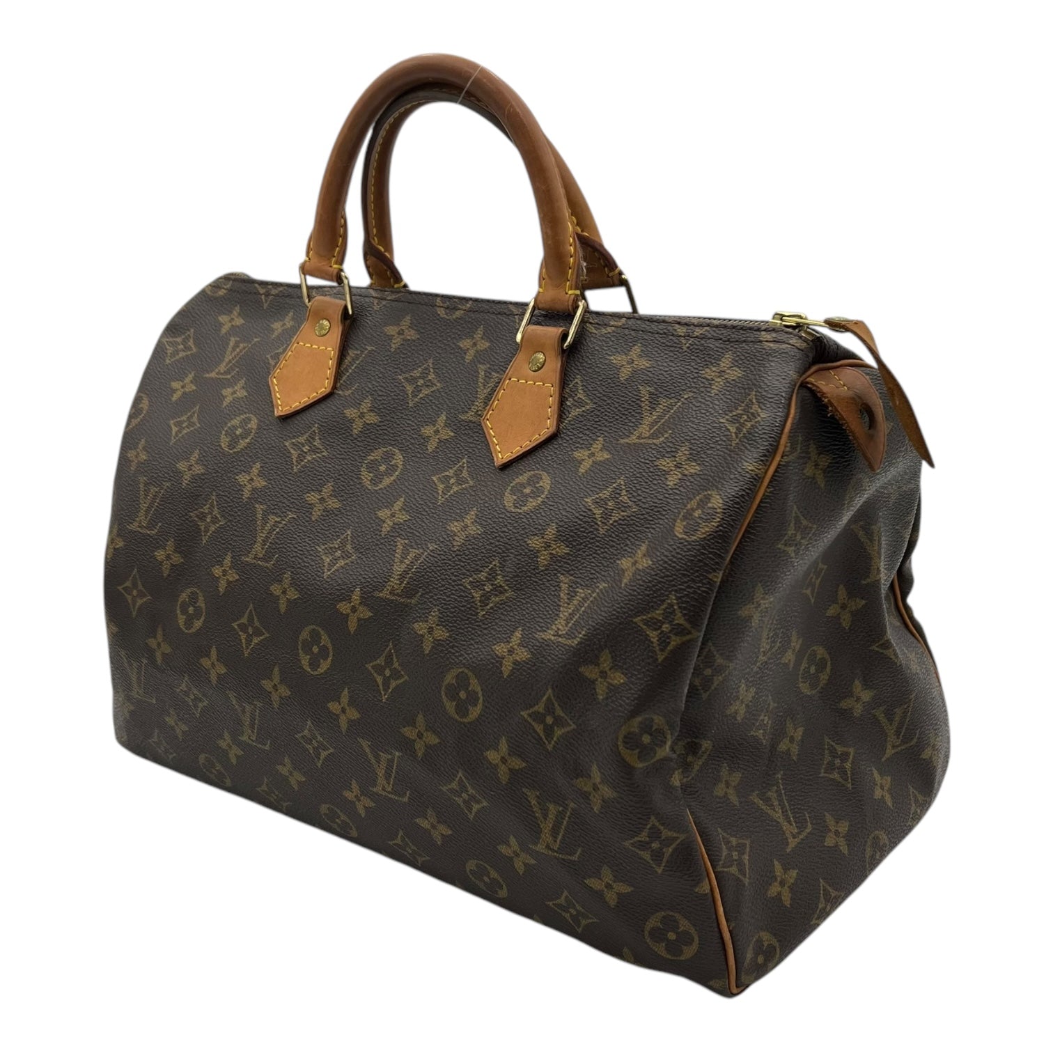 Speedy Top Handle Bag 35 Brown in Monogram Coated Canvas, Gold hardware