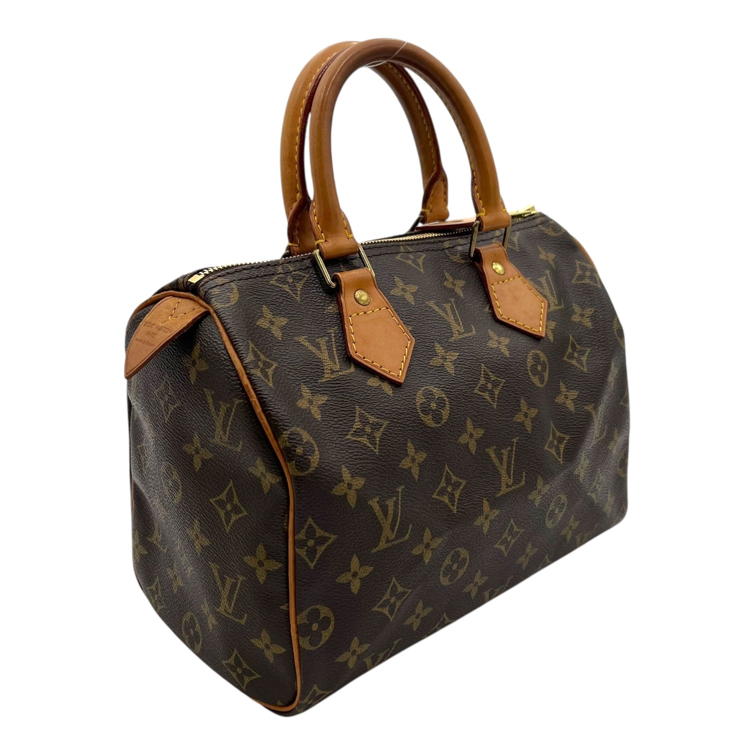 Speedy Top Handle Bag 25 Brown in Monogram Coated Canvas, Gold hardware