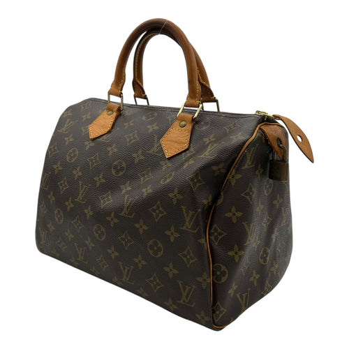 Speedy Top Handle Bag 30 Brown in Monogram Coated Canvas, Gold hardware