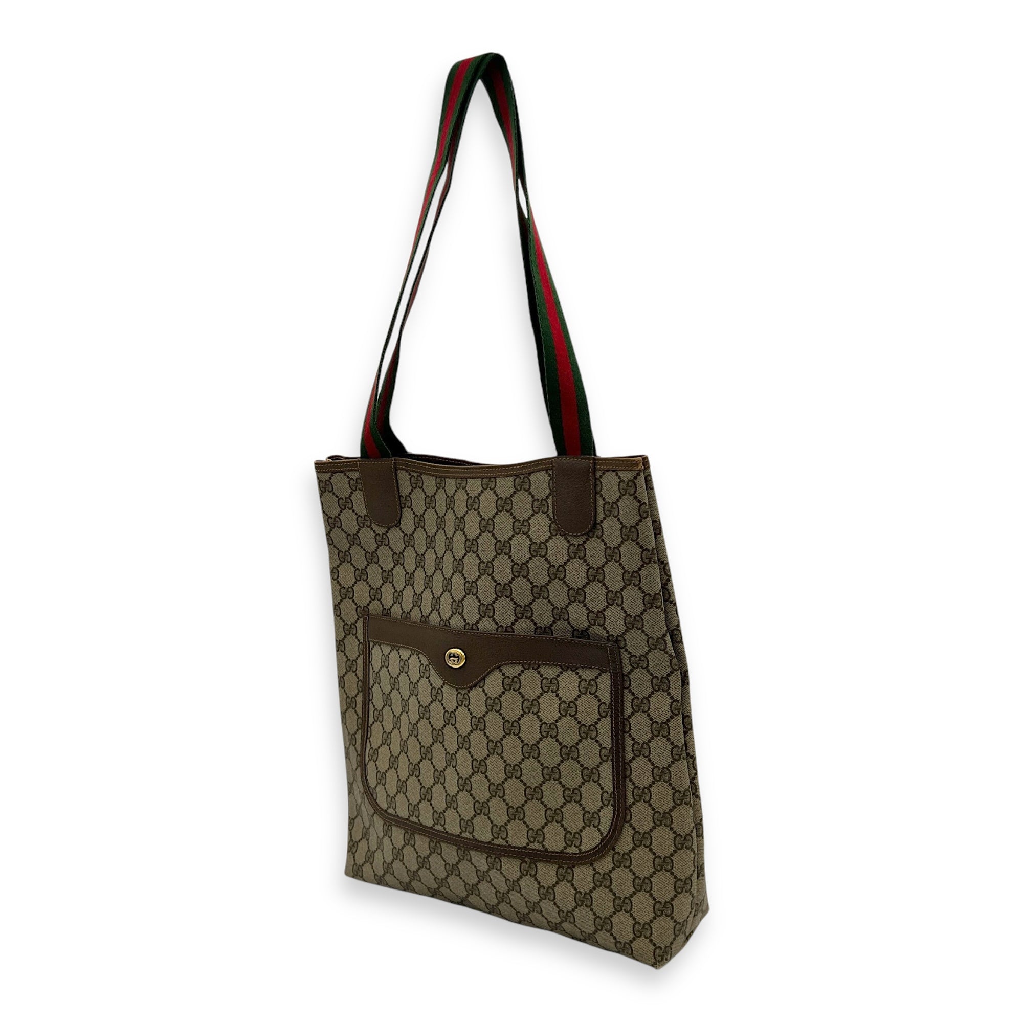 Web Black Tote Bag in Coated Canvas, Gold hardware