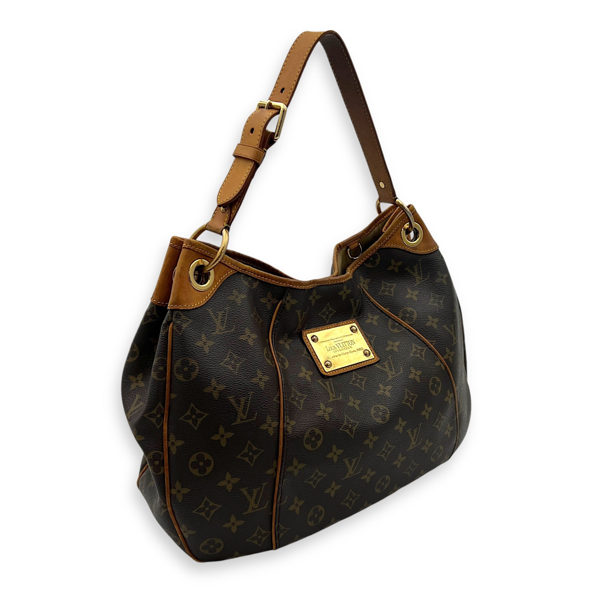 Galleria Shoulder Bag Brown in Monogram Coated Canvas, Gold hardware