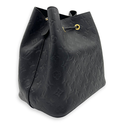 NeoNoe MM Black Shoulder Bag in Empreinte Leather, Gold hardware