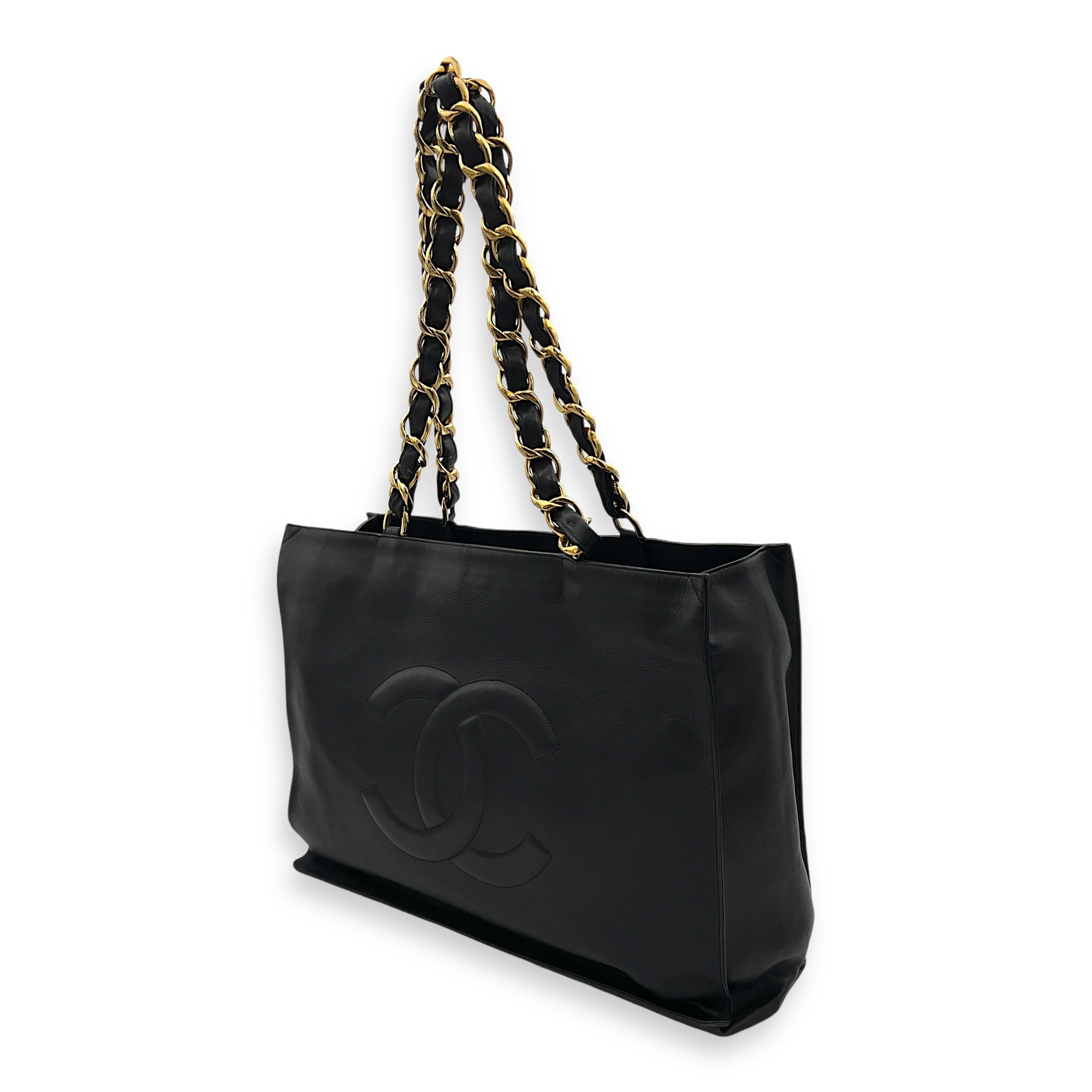 CC Black Tote Bag in Lambskin, Gold hardware