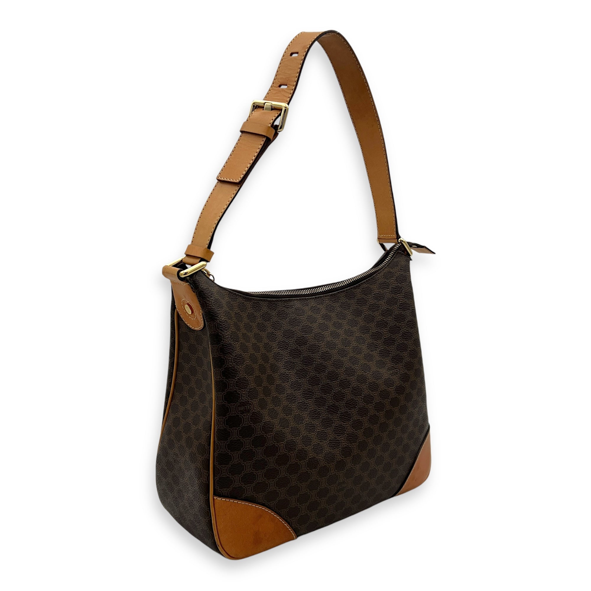 Macadam Shoulder Bag Brown in Coated Canvas, Gold hardware