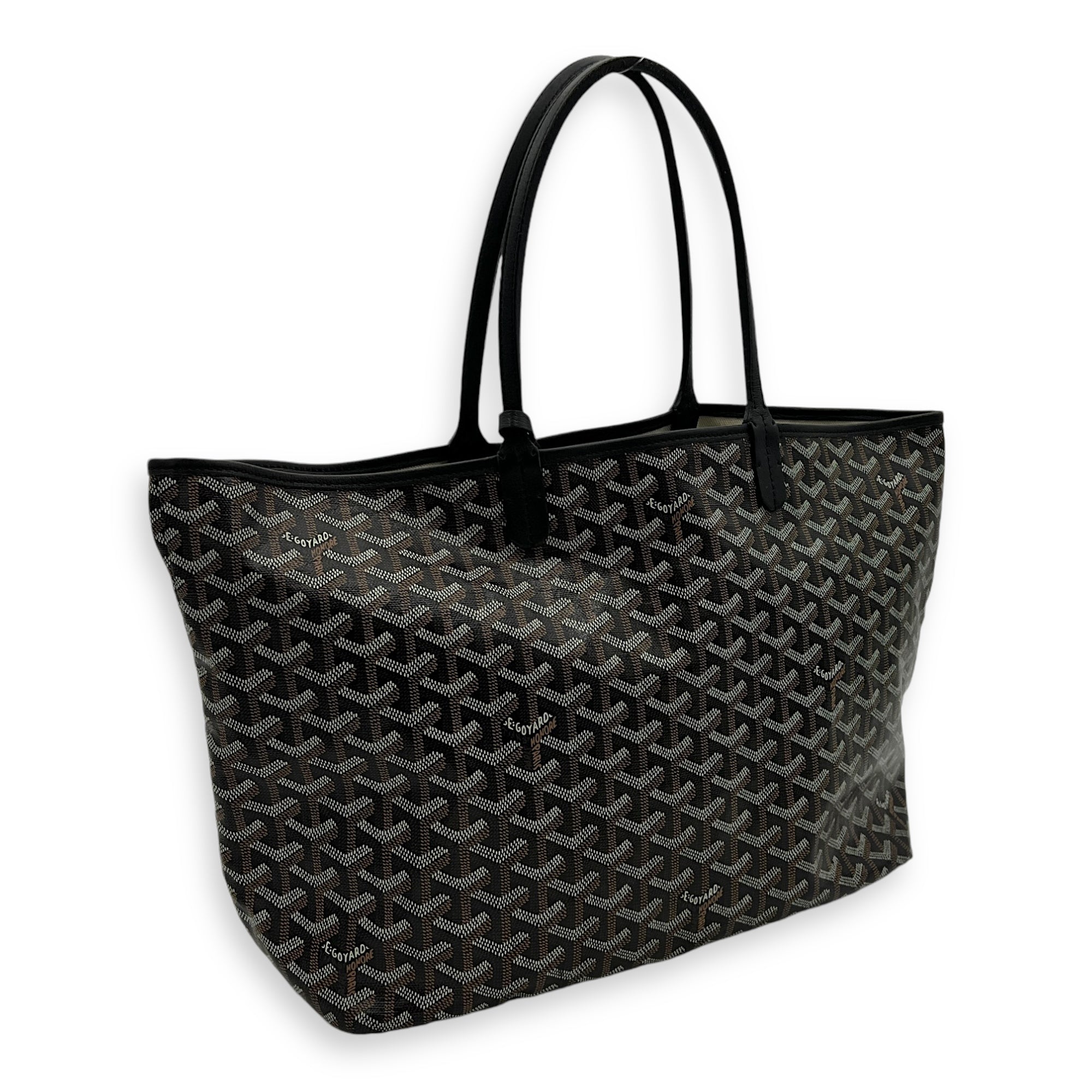 Saint Louis Tote Bag PM Black in Coated Canvas, Silver hardware