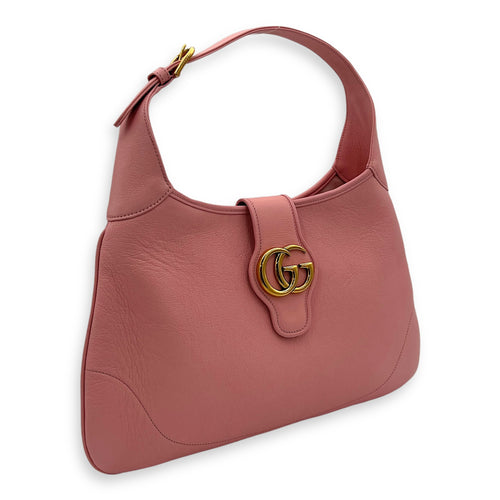 Aphrodite Pink Shoulder Bag in Goat Leather, Gold hardware