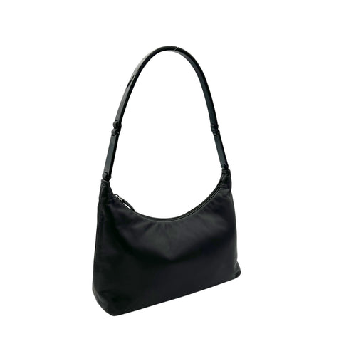 Logo Shoulder Bag Black in Calfskin, Silver hardware