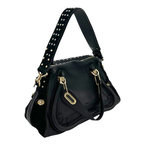 Paraty Shoulder Bag Black in Calfskin, Gold hardware