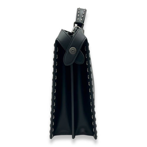 Peekaboo Top Handle Bag Black in Calfskin, Silver hardware