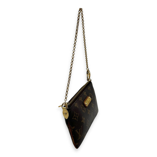 Milla Pouch MM Brown in Monogram Coated Canvas, Gold hardware