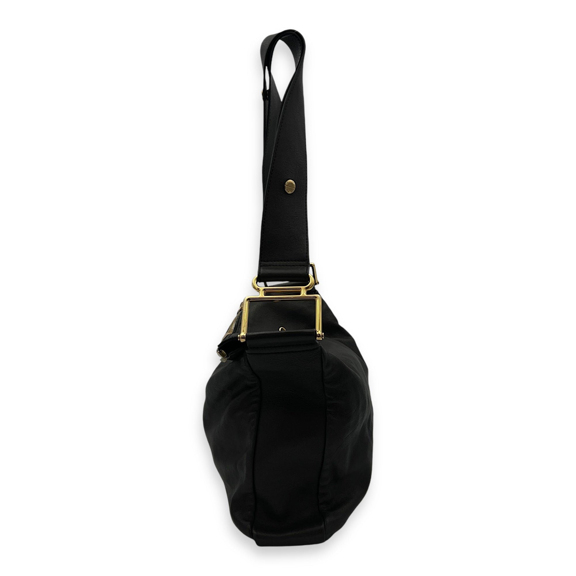 Vanessa Shoulder Bag Black in Calfskin, Gold hardware