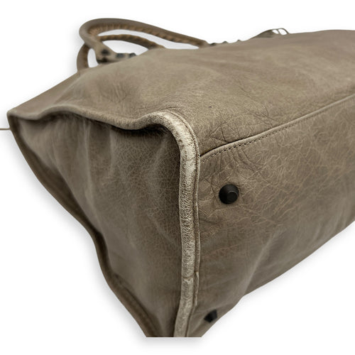 Work Top Handle Bag Brown in Distressed Leather, Gunmetal hardware