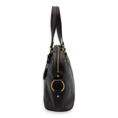 Muse Shoulder Bag Brown in Calfskin, Gold hardware