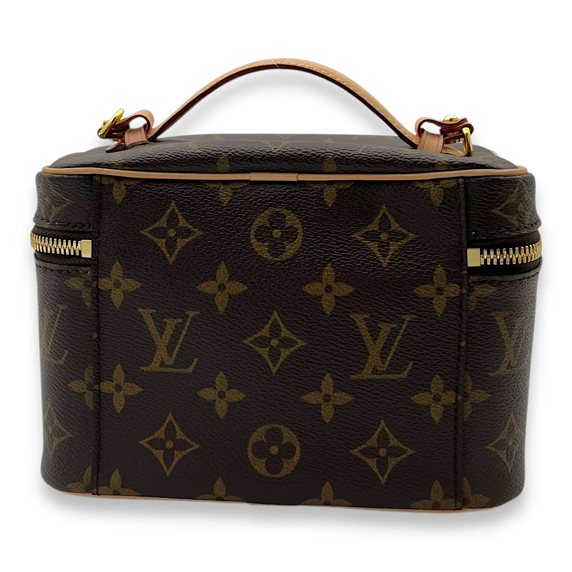 Nice Mini Brown Top Handle Bag in Monogram Coated Canvas, Gold hardware