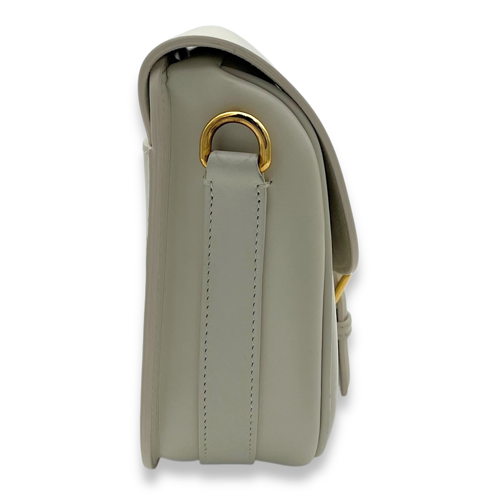 Bobby White Crossbody Bag in Calfskin, Gold hardware