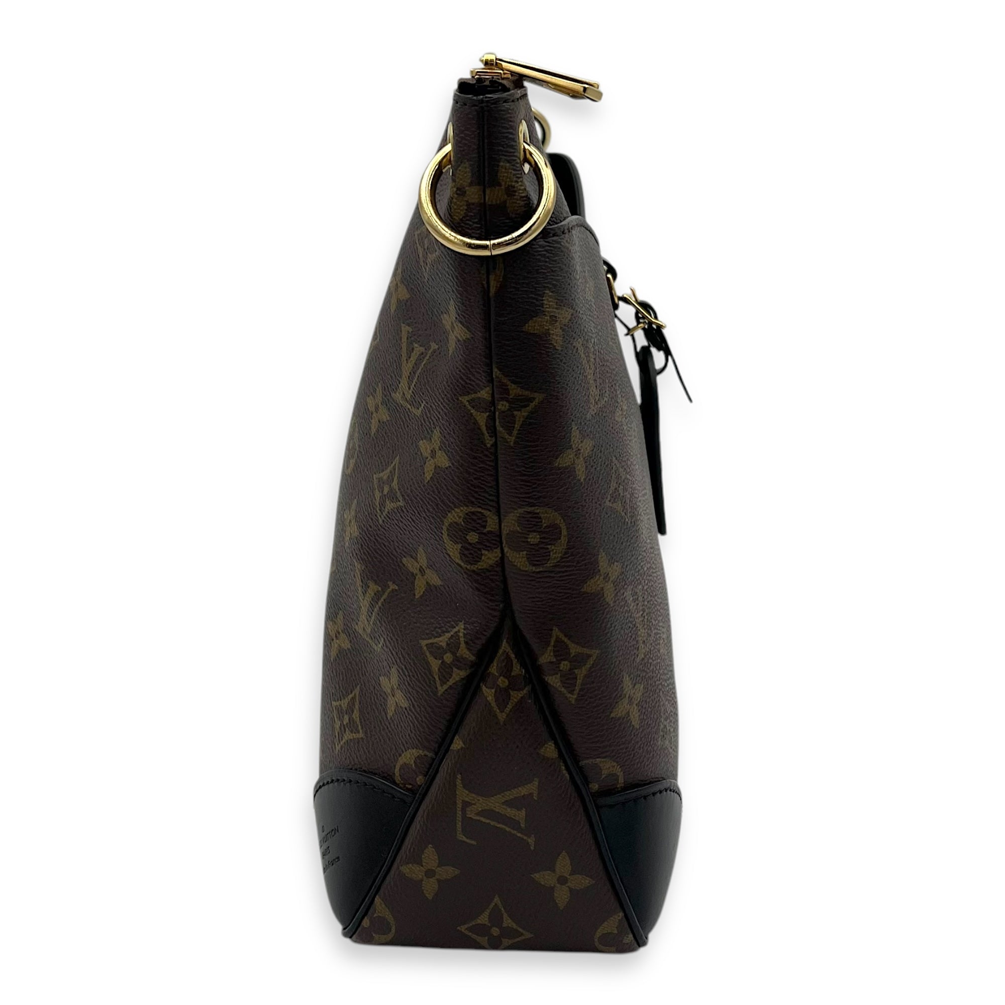 Odeon Shoulder Bag Brown in Monogram Coated Canvas, Gold hardware