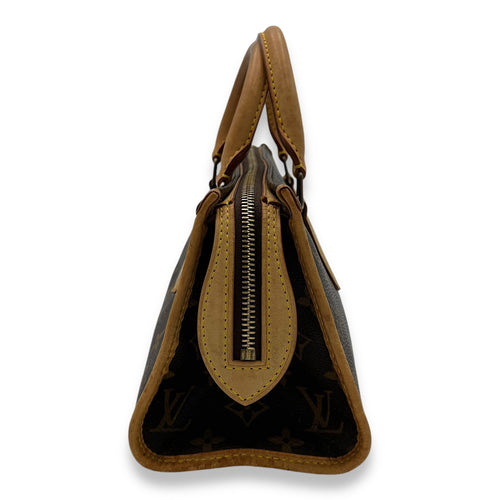 Popincourt Top Handle Bag Brown in Monogram Coated Canvas, Gold hardware