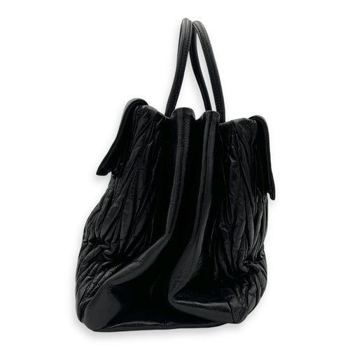 Coffer Top Handle Bag Black in Calfskin, Gold hardware