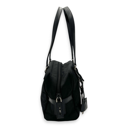 Logo Shoulder Bag Black in Nylon, Silver hardware