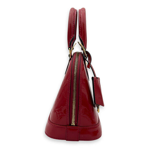 Louis Vuitton Alma BB Red Top Handle Bag in Vernis, Gold hardware_3