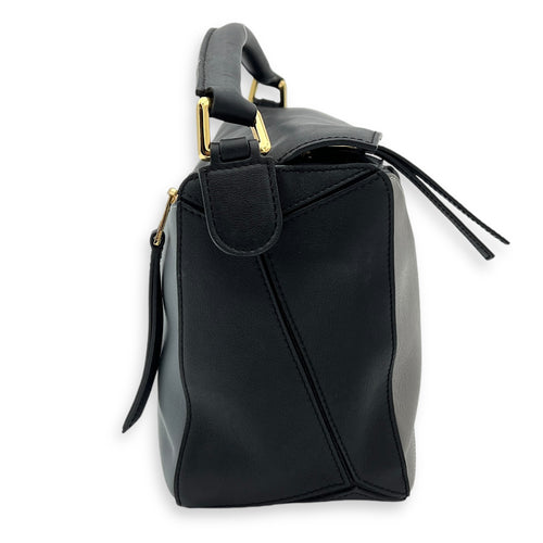 Loewe Puzzle Top Handle Bag Medium Grey in Calfskin, Gold hardware_3