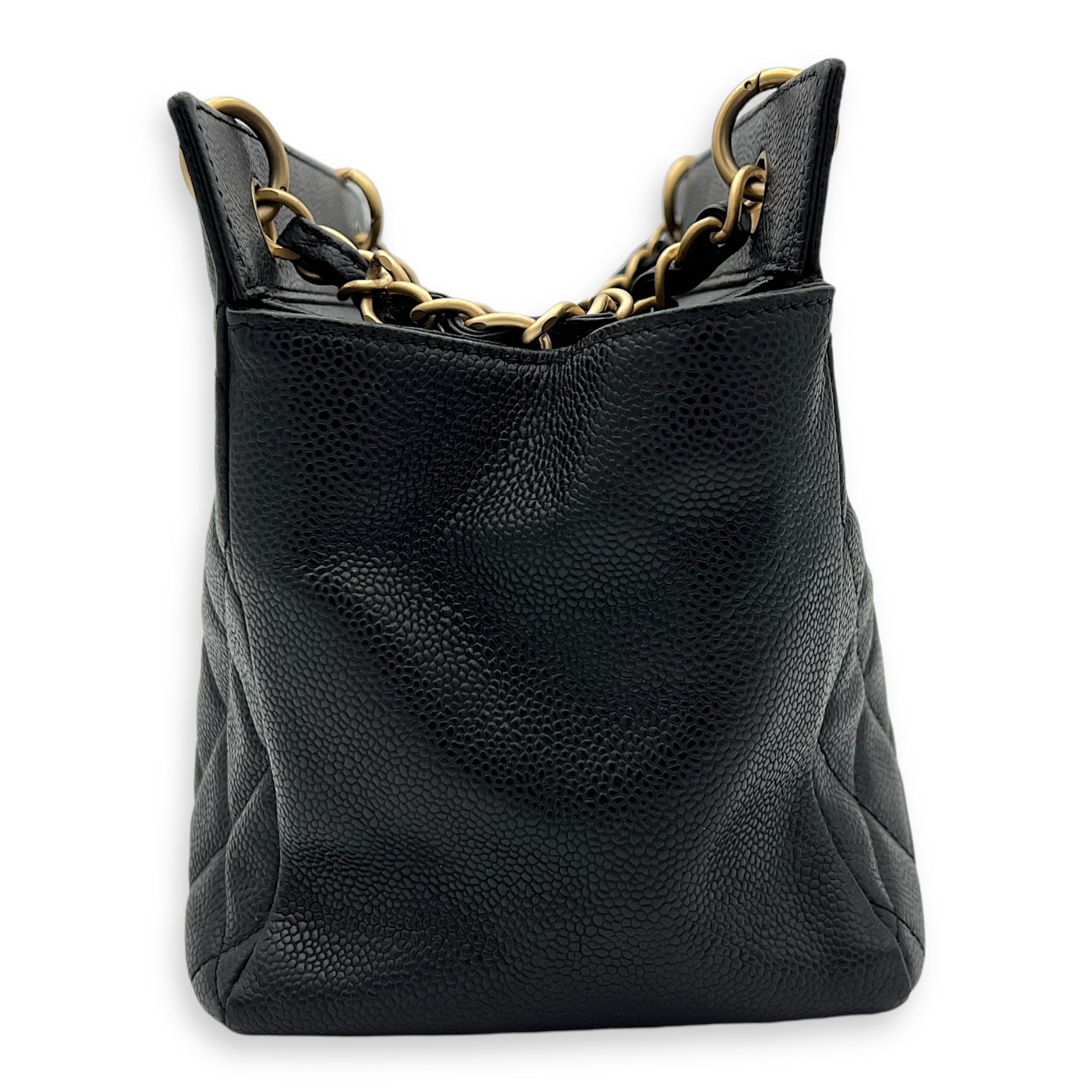 Chanel Petite Timeless Tote Top Handle Bag Black in Caviar Leather, Gold hardware_3