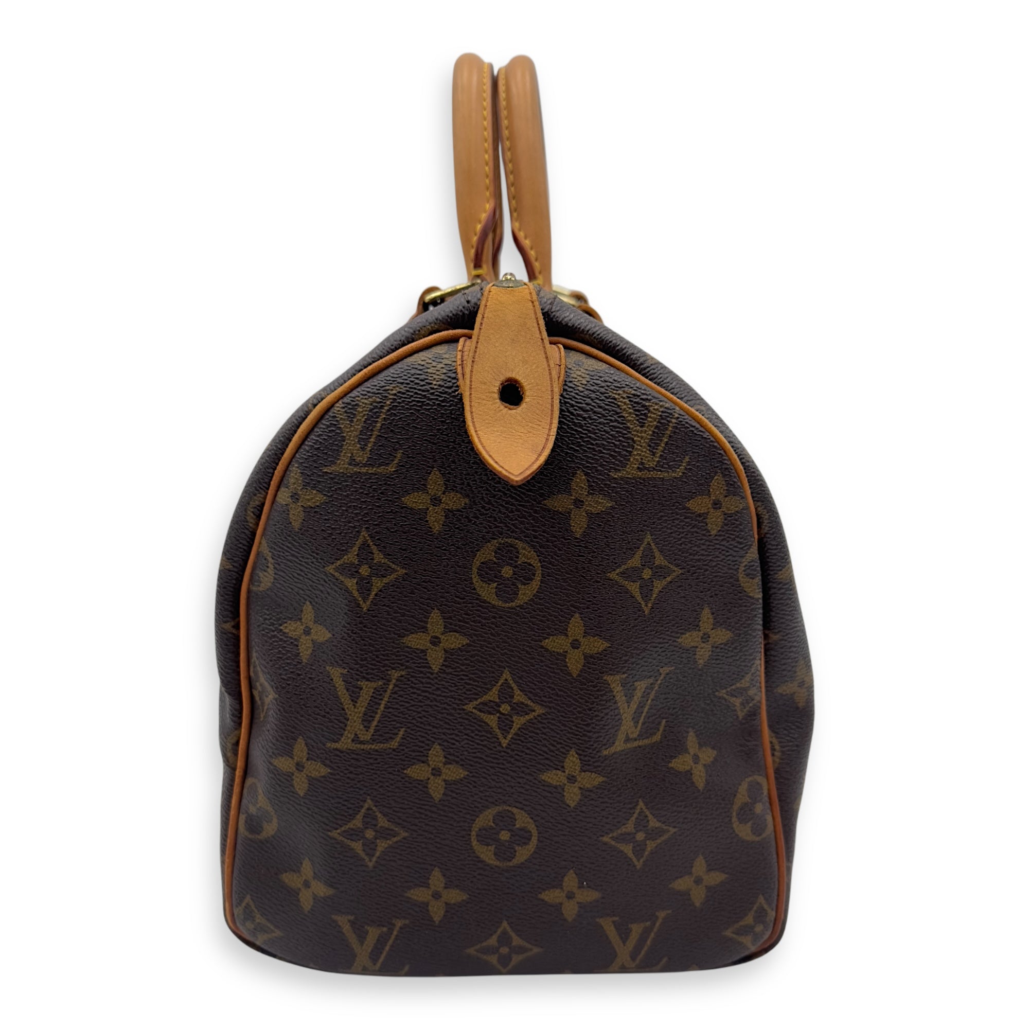 Louis Vuitton Speedy 30 Brown Top Handle Bag in Monogram Coated Canvas, Gold hardware_3