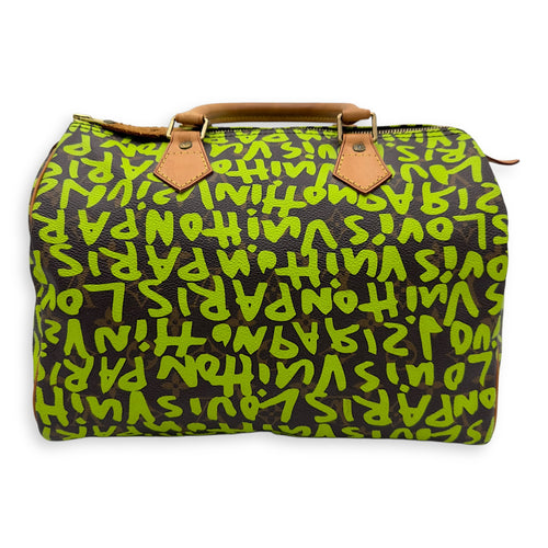 Louis Vuitton Stephen Sprouse Speedy 30 Green Top Handle Bag in Monogram Coated Canvas, Gold hardware_3