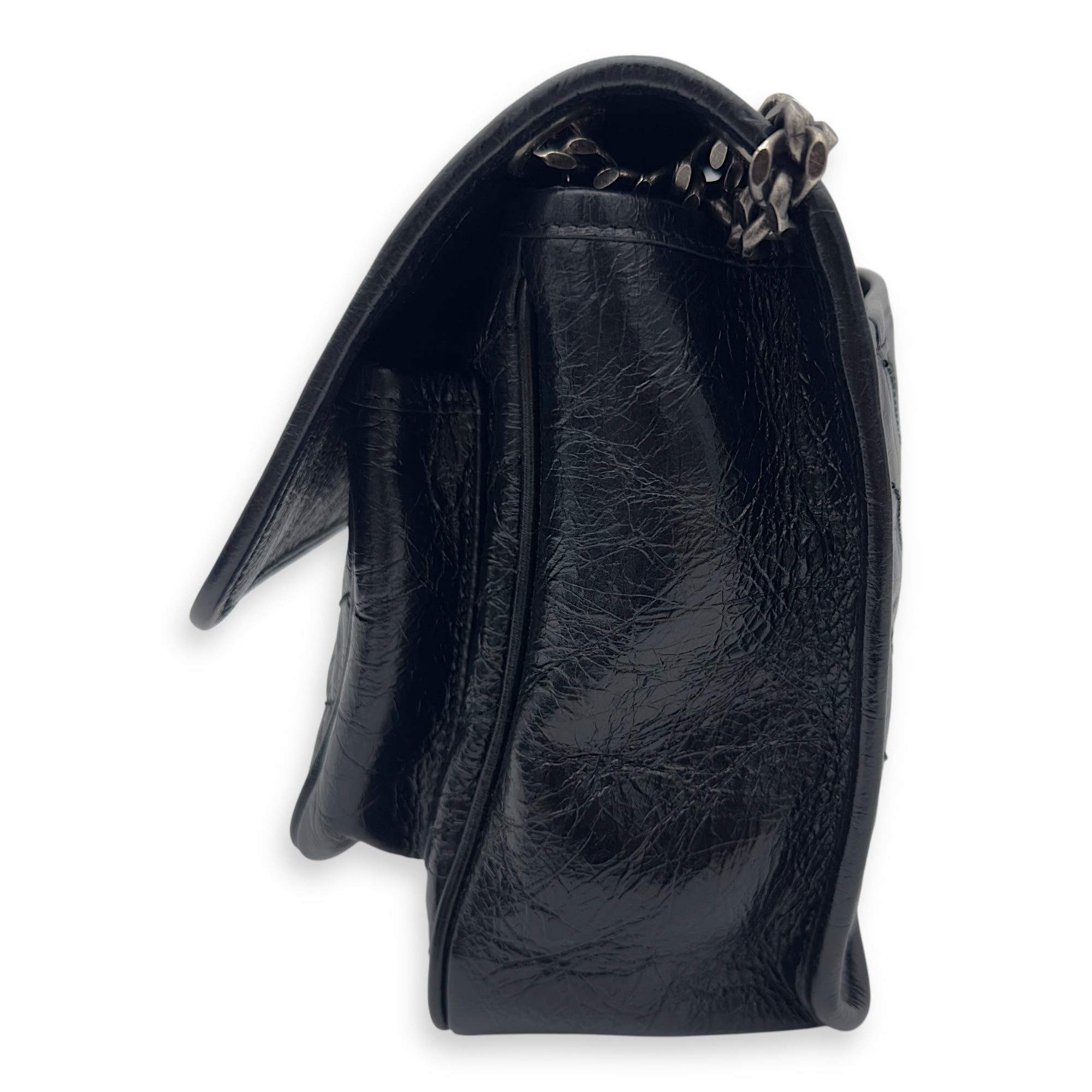 Saint Laurent Niki Medium Black Shoulder Bag in Calfskin, Silver hardware_3