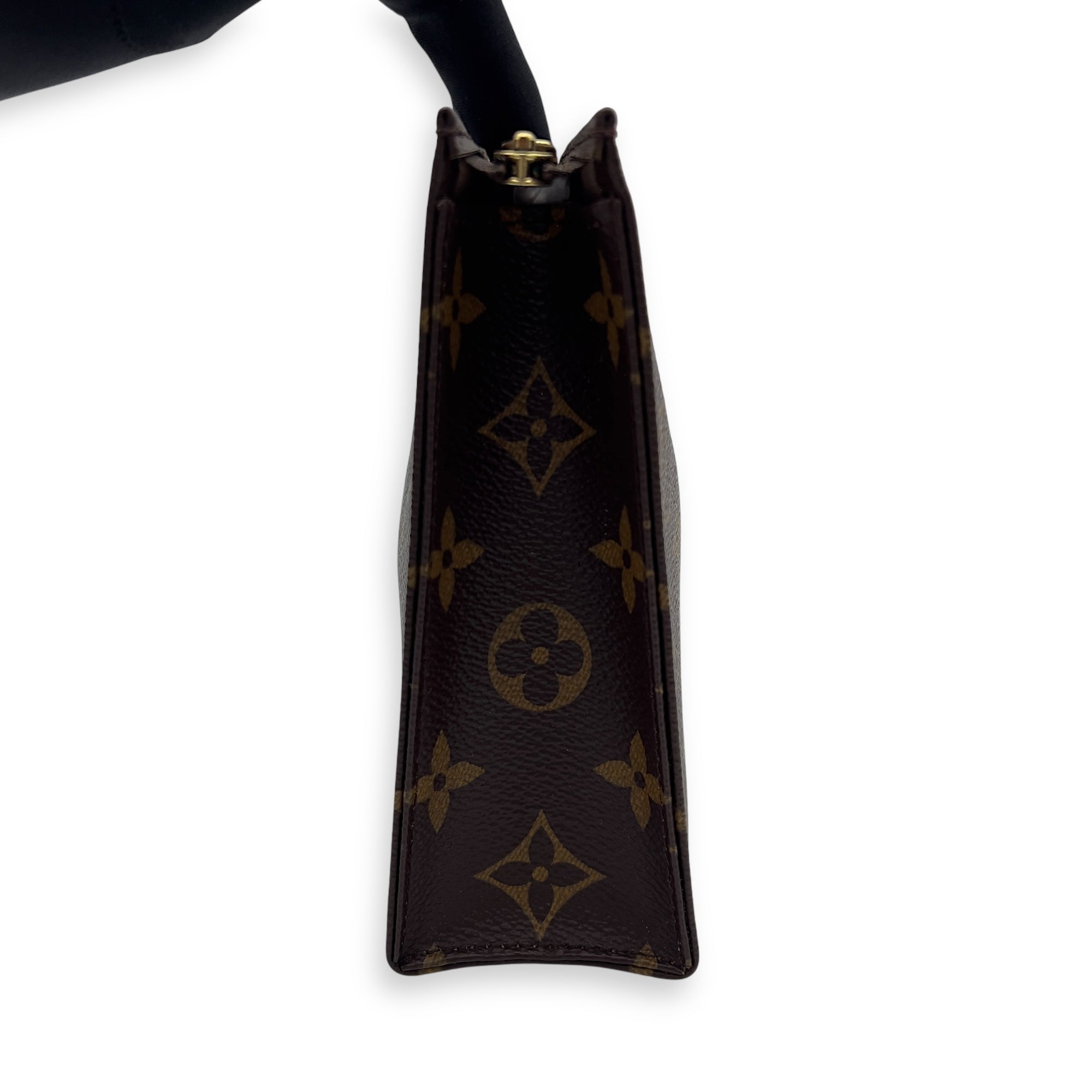 Pochette 19 Brown Pouch in Monogram Coated Canvas, Gold hardware