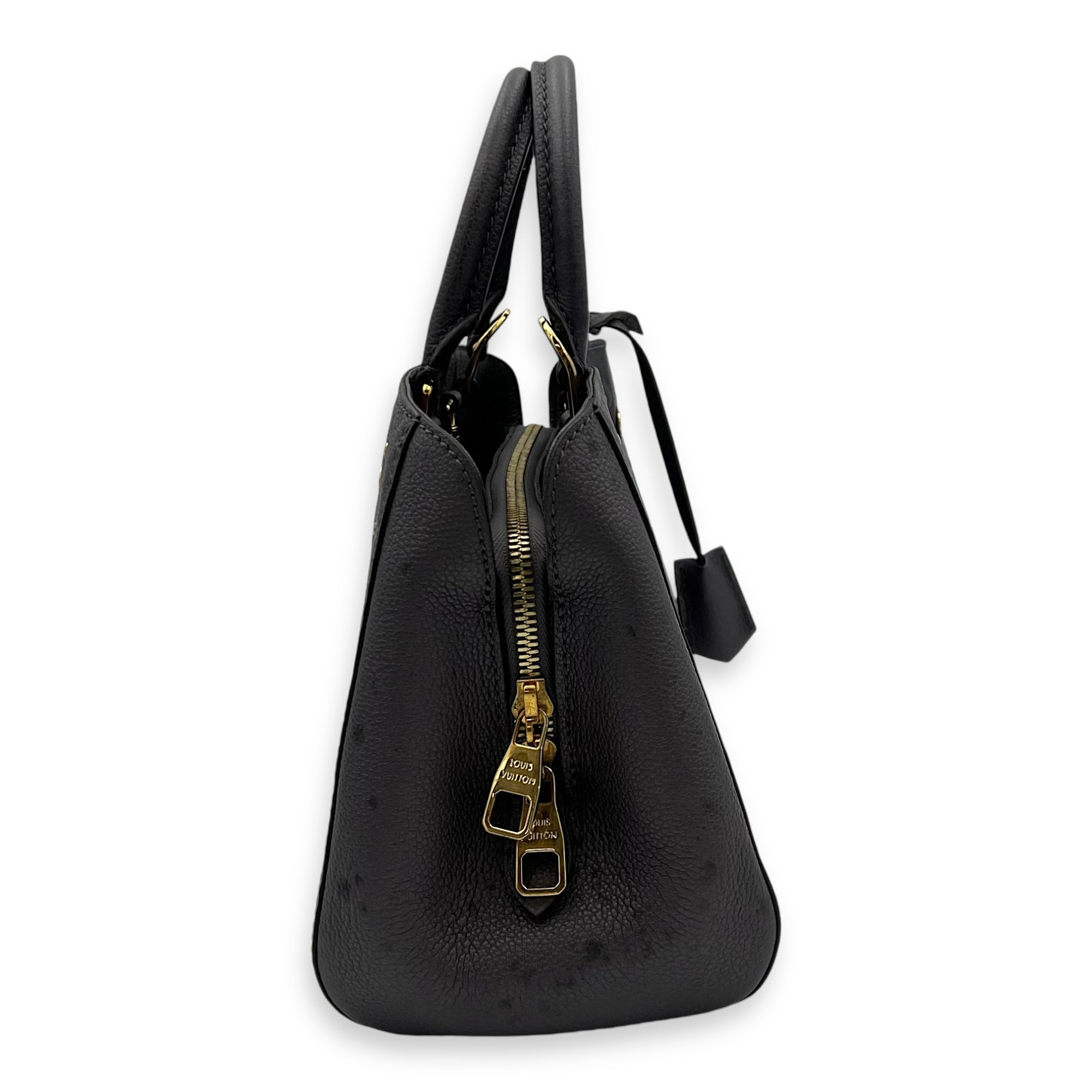Louis Vuitton Montaigne Top Handle Bag BB Grey in Empreinte Leather, Gold hardware_3