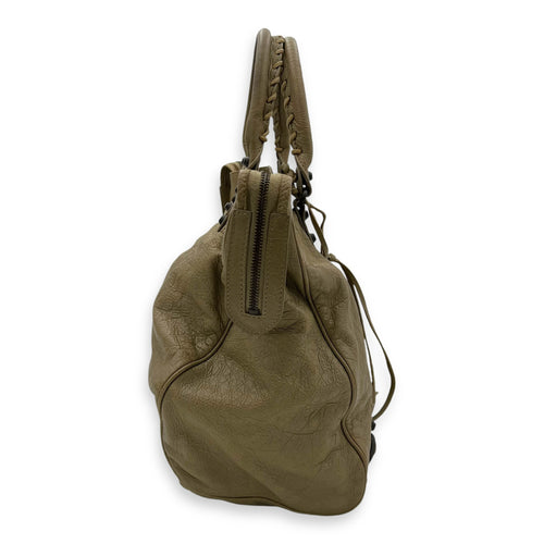 Balenciaga Velo Top Handle Bag Beige in Distressed Leather, Gunmetal hardware_3