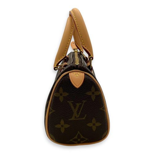 Louis Vuitton Speedy Top Handle Bag Brown in Monogram Coated Canvas, Gold hardware_3