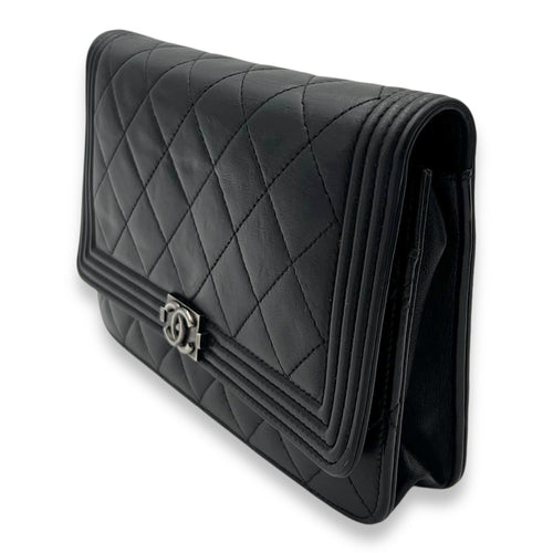 Chanel Boy Wallet On Chain Black in Lambskin, Ruthenium hardware_3