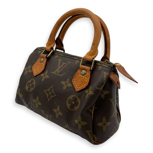 Louis Vuitton Speedy Crossbody Bag Brown in Monogram Coated Canvas, Gold hardware_3
