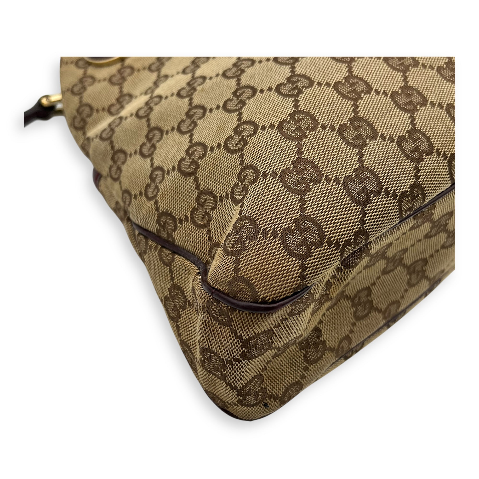 Gucci GG Shoulder Bag Brown in Canvas, Gold hardware_10