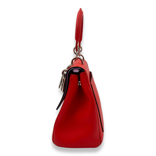 Christian Dior Be Dior Top Handle Bag Red in Calfskin, Silver hardware_3