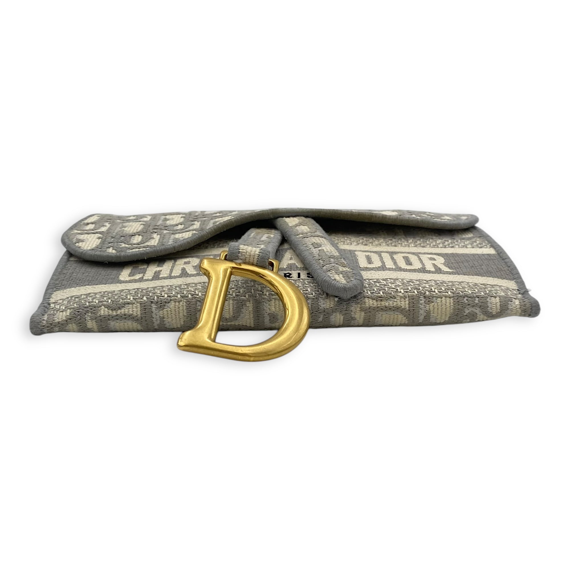 Christian Dior Saddle Belt Bag Grey in Jacquard, Gold hardware_5