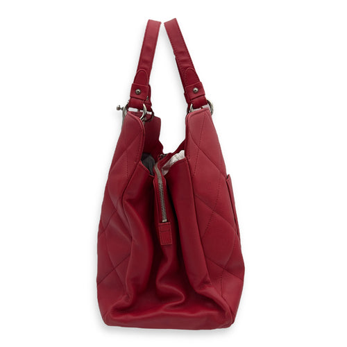 Chanel CC Tote Bag Red in Caviar Leather, Silver hardware_3
