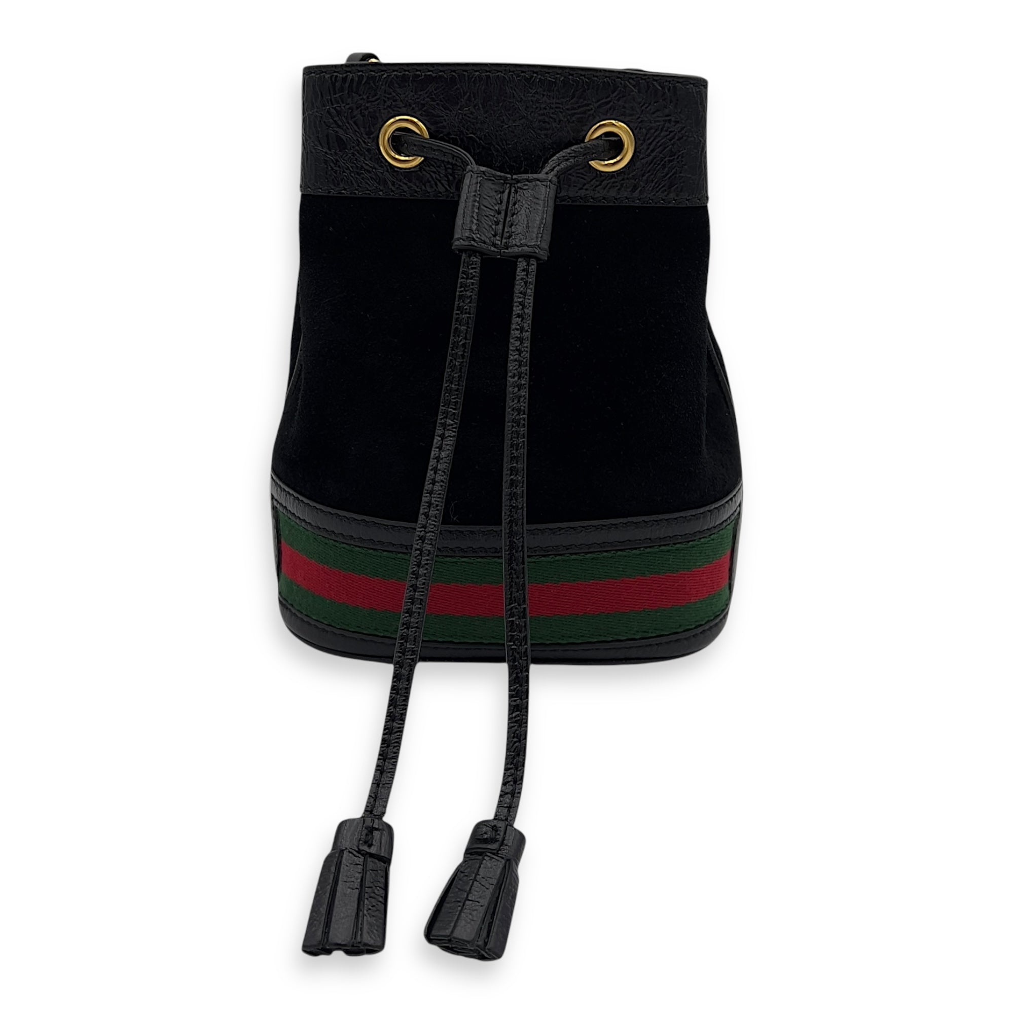 Gucci Ophidia Black Bucket Bag in Suede Leather, Gold hardware_1